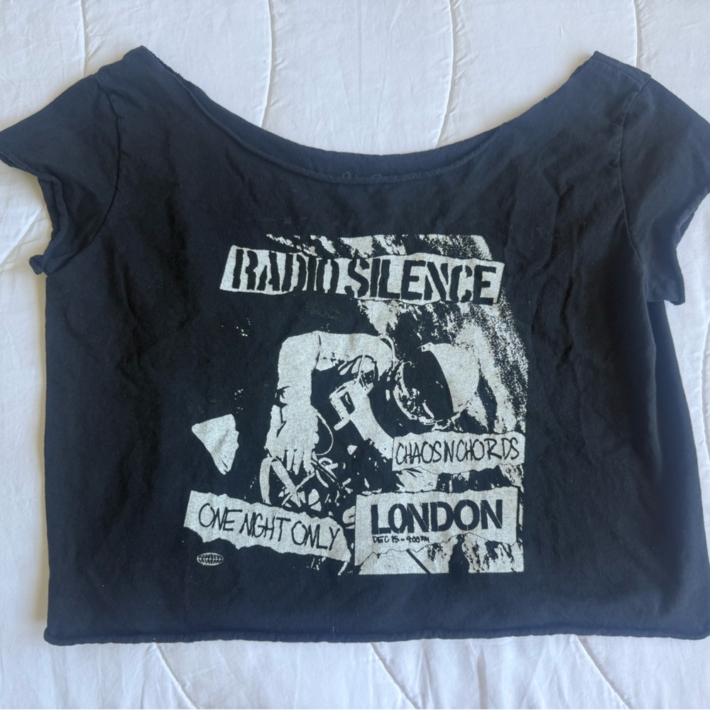 Brandy Melville  Graphic Band Tee with White Print
